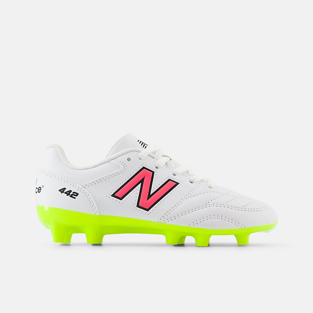 New Balance 442 ACADEMY JNR FG V2 Shoes White with Hi-lite and Black